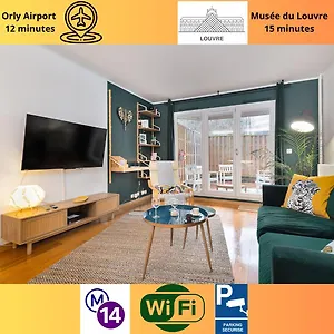 Cosy'n Paris - Parking Secure - Metro 14 - Wifi - Terrace - Premium Bedding Apartment